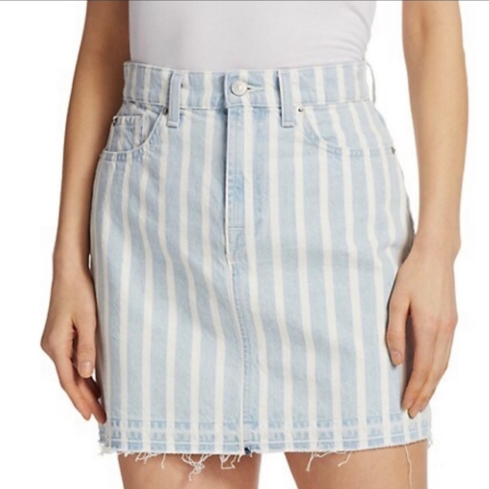 7 for all mankind striped denim skirt